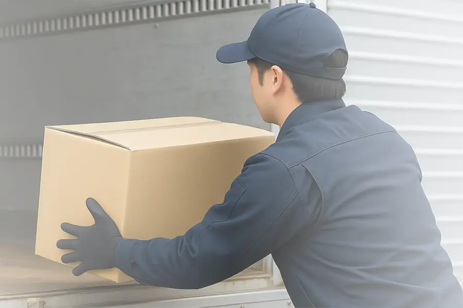 荷物を運ぶスタッフ